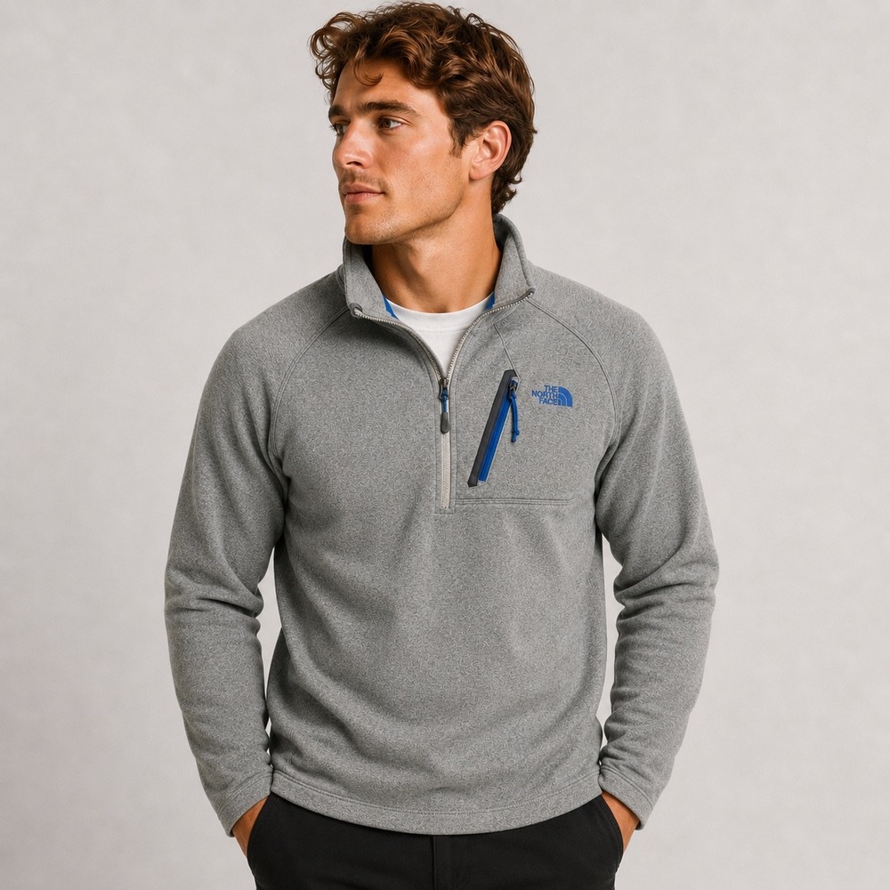 The North Face Gray Quarter Zip Fleece Pullover Gorpcore Hiking Outdoor Sz L